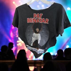 Vintage Pat Benatar Get Nervous Tour Shirt 1982-83 Black 2 Sided *CUT UP SCRAP